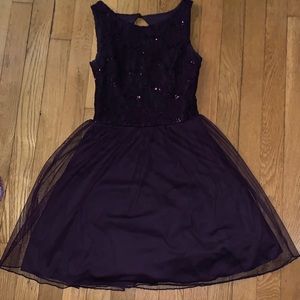 Plum tool skirt homecoming dress